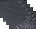 Leaf Placemats Set of 4, Non-Slip Heat-Resistant 18" x 12" Vinyl Washable by PandaPalm