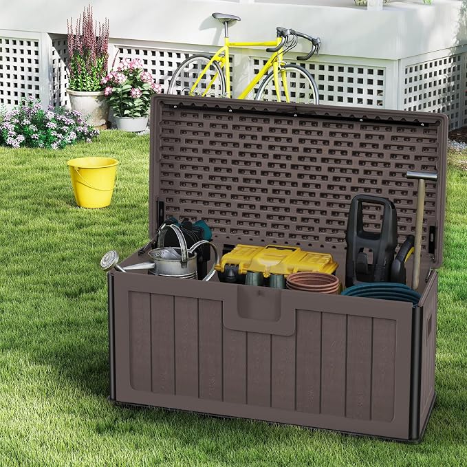 100 Gallon Deck Box, Double-Wall Construction Waterproof Outdoor Patio Storage - Image 7