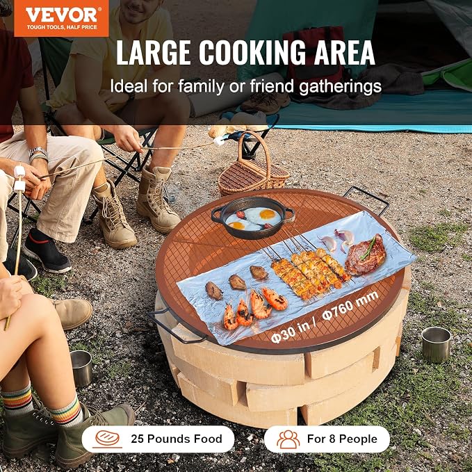 VEVOR X-Marks Fire Pit Grill Grate, Round Cooking Grate, Heavy Duty Steel - Image 2