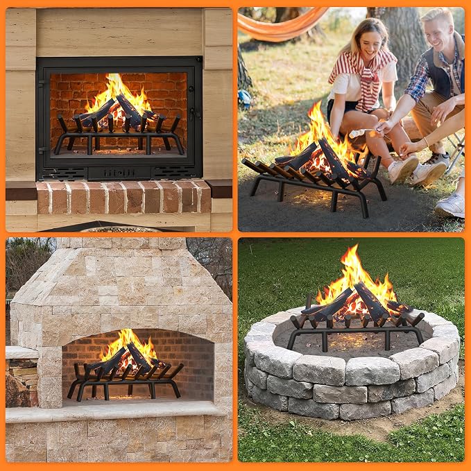 Fireplace Grate 30 Inch with 8 Support Legs, Round Solid Steel Heavy Duty - Image 9