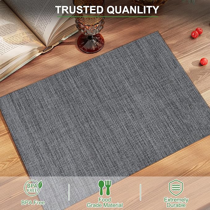 BETEAM Placemats Set of 8, Woven Vinyl Placemat - Image 2