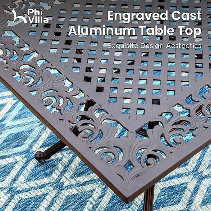 PHI VILLA Cast Aluminum Patio Dining Set - Image 7