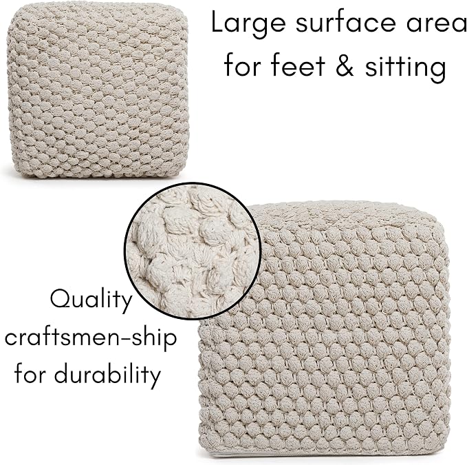 BIRDROCK HOME Bud Pouf Foot Stool Ottoman - Image 8