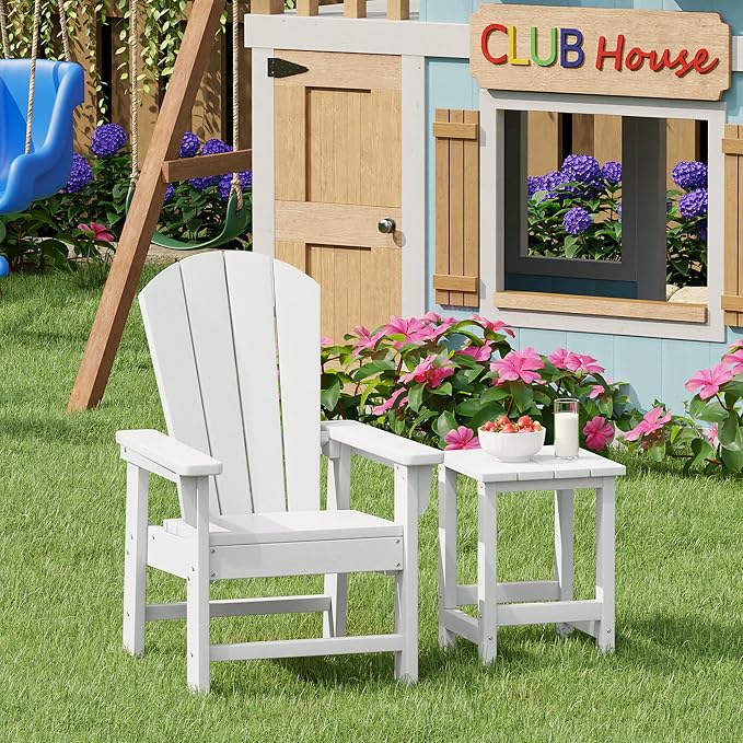 Costaelm Kids Outdoor Side Table, Small Patio HDPE Adirondack Square Table - Image 3