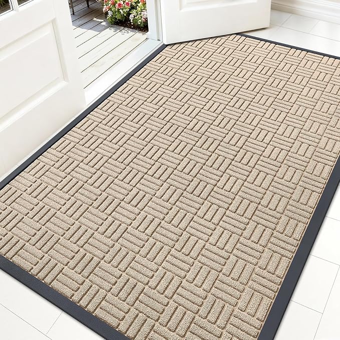 OLANLY Front Door Mat Outside Entrance 59x34, Heavy Duty Sturdy Natural Rubber by OLANLY