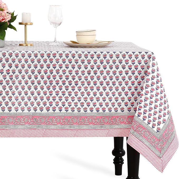 CPC Tablecloth 100% Cotton 72x160 Inch Indian Block Print Rectangle Table Cover by COTTONPRINTCLUB