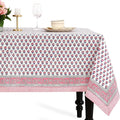 CPC Cotton Tablecloth 80x120 Inch Rectangle Indian Block Print Tablecloth- Pink by COTTONPRINTCLUB