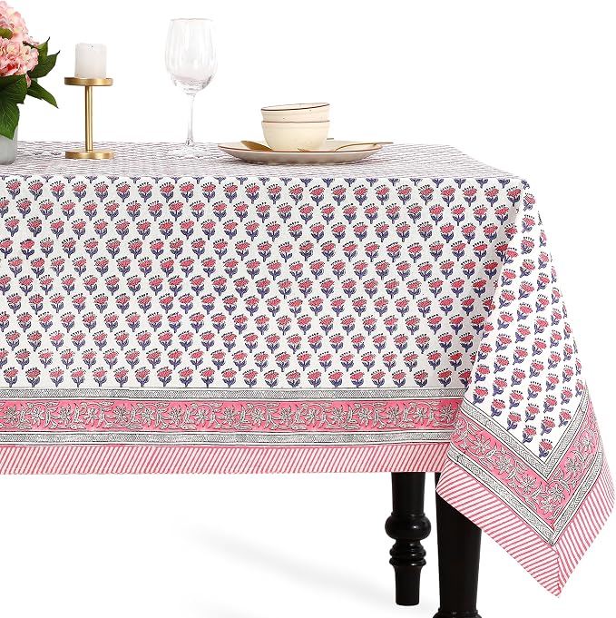 CPC Tablecloth 100% Cotton 70x118 Inch Indian Block Print Rectangle Table Cover by COTTONPRINTCLUB