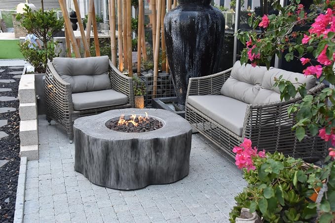 Elementi | Bundle Manchester Gas Fire Pit Cast Concrete Semi-Round Fire Table - Image 4