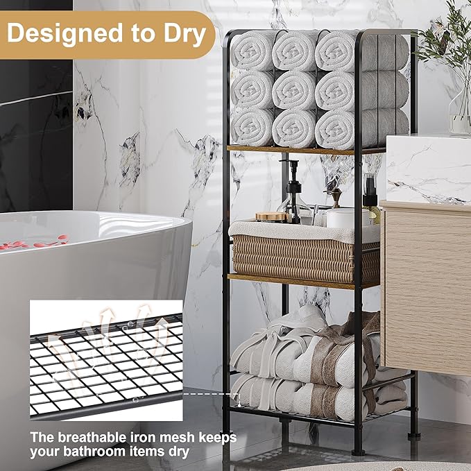 Towel Rack Free Standing 3-Tier M-Shaped Detachable Dividers, Durable Metal - Image 3