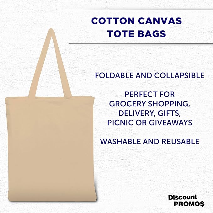 DISCOUNT PROMOS Cotton Canvas Tote Bags Set of 10, Bulk Pack - Image 3
