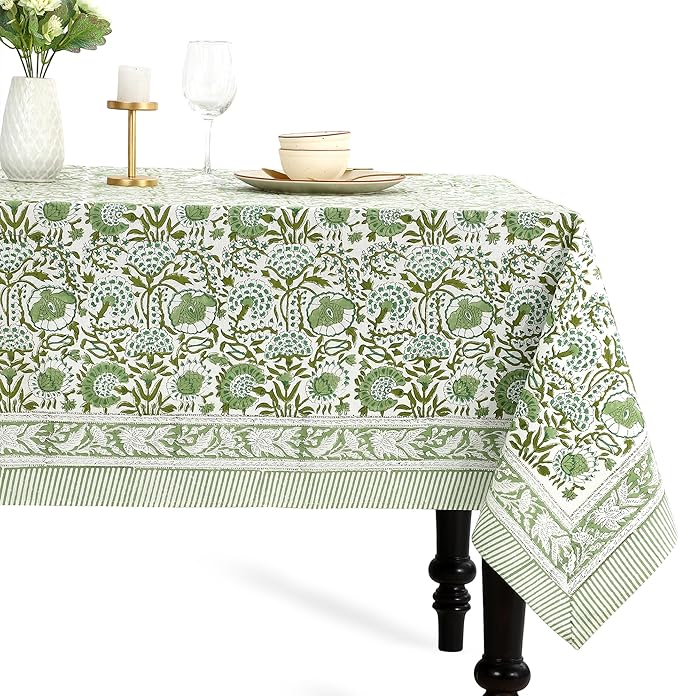 CPC Tablecloth 100% Cotton 70x108 Inch Indian Block Print Rectangle Table Cover by COTTONPRINTCLUB
