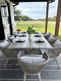 PURPLE LEAF 9 Pieces Patio Dining Set Wicker Outdoor Furniture Rectangular by PURPLELEAF