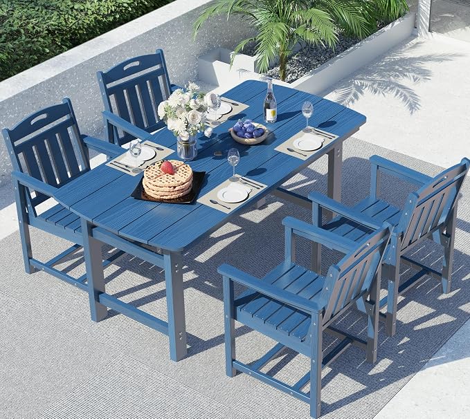 Ciokea HDPE Outdoor Dining Set, 5-Piece Patio Table and Chairs Set by CIOKEA