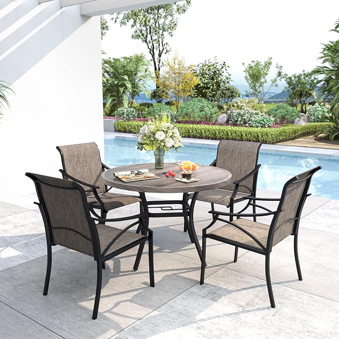 VICLLAX Round Patio Dining Table, 41 inch Metal Outdoor Dining Table - Image 2