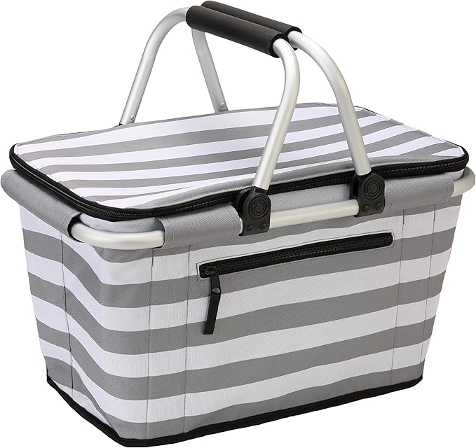 SIYUAN 30L Picnic Basket with Handles Leakproof Large Stripped Insulated Cooler by SIYUAN