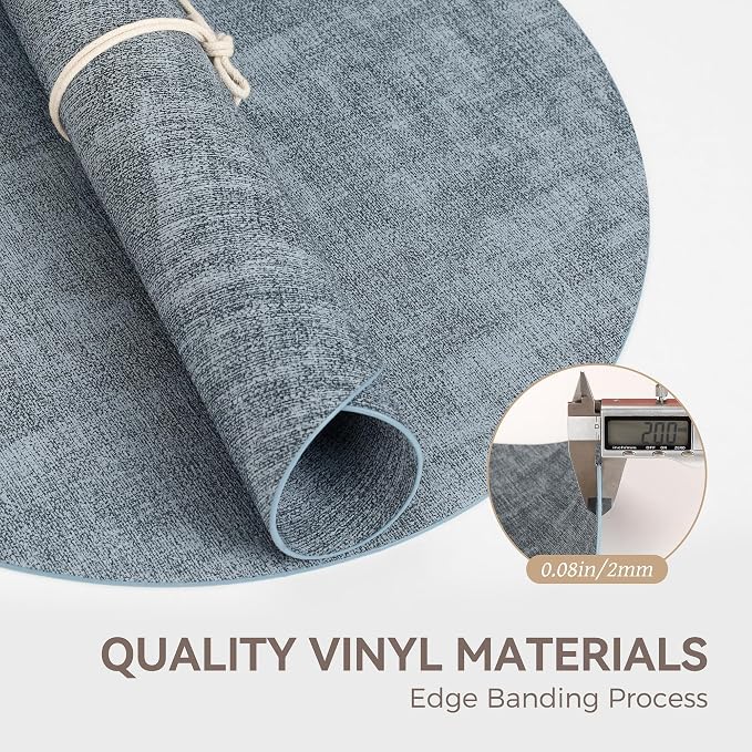 13" Round Placemats Set of 8, Reversible Faux Leather Heat Resistant Table Mats - Image 5