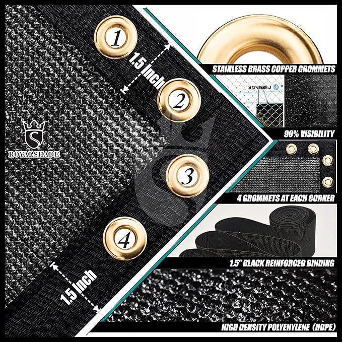 Royal Shade Custom Size 4' x 155' Black Fence Privacy Screen Windscreen Cover - Image 5