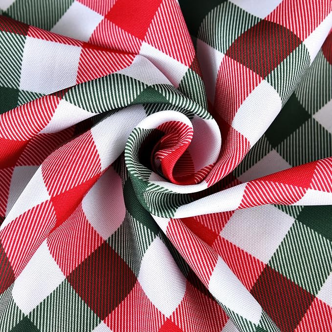 Red Waterproof Plaid Christmas Tablecloth Fabric - Image 9