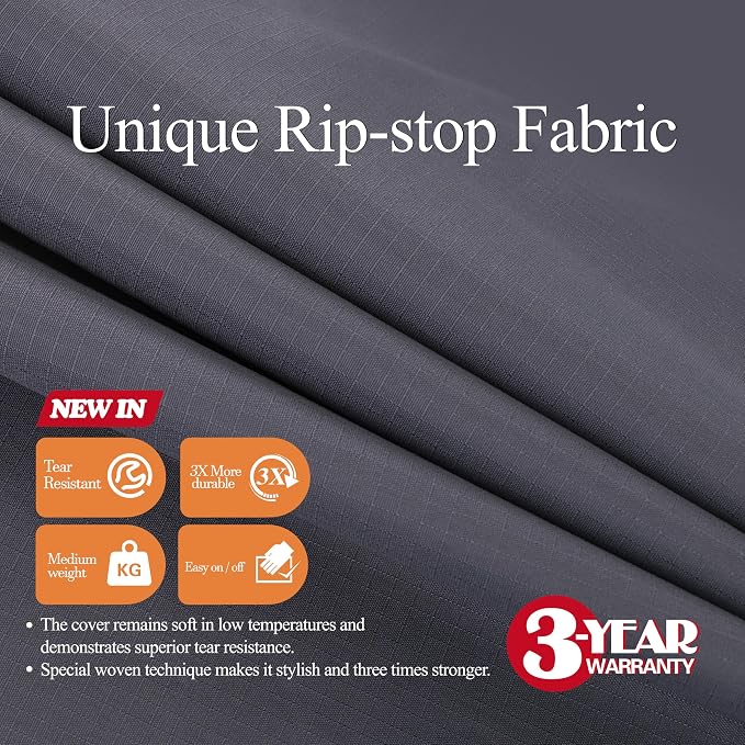 WJ-X3 Large Grey Patio Furniture Cover, 108W x 84D x 31H Inch - Image 2