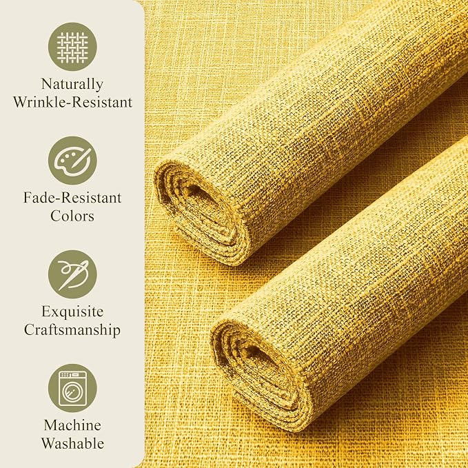 KXN Placemats Set of 6, Dual-Layer Thickened Faux Linen Table Mats, Heat - Image 5