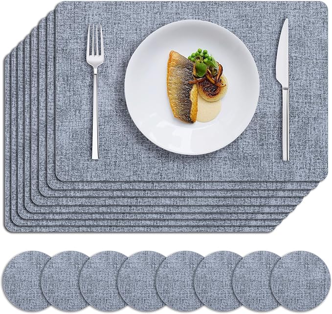 MOSAYT Placemats Set of 8, Heat Resistant Vinyl Place Mats by MOSAYT