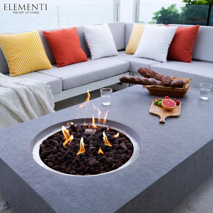 Elementi | Metropolis Gas Fire Pit Cast Concrete 56" Rectangular Fire Table - Image 7