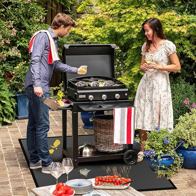Grill Pads Floor Mat 30 Inch Fiberglass Silicone Coated Fireproof Waterproof
