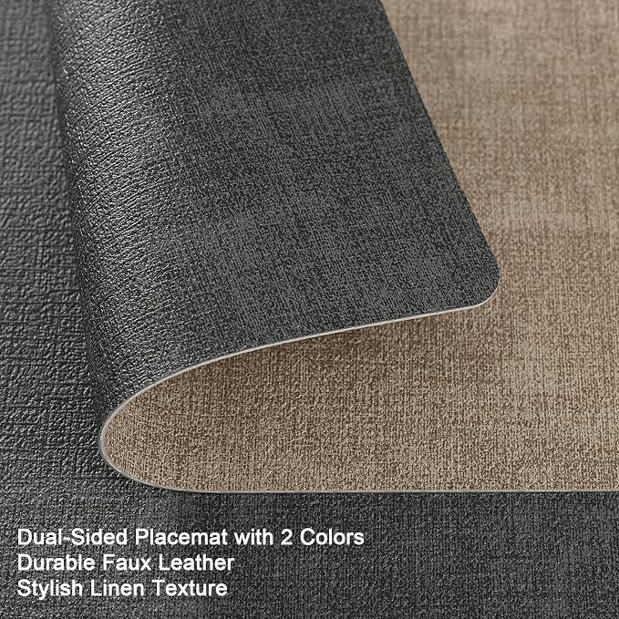 Myir JUN Placemats Dual Sided, Faux Leather Place Mats Set of 8 Indoor Placemat - Image 6