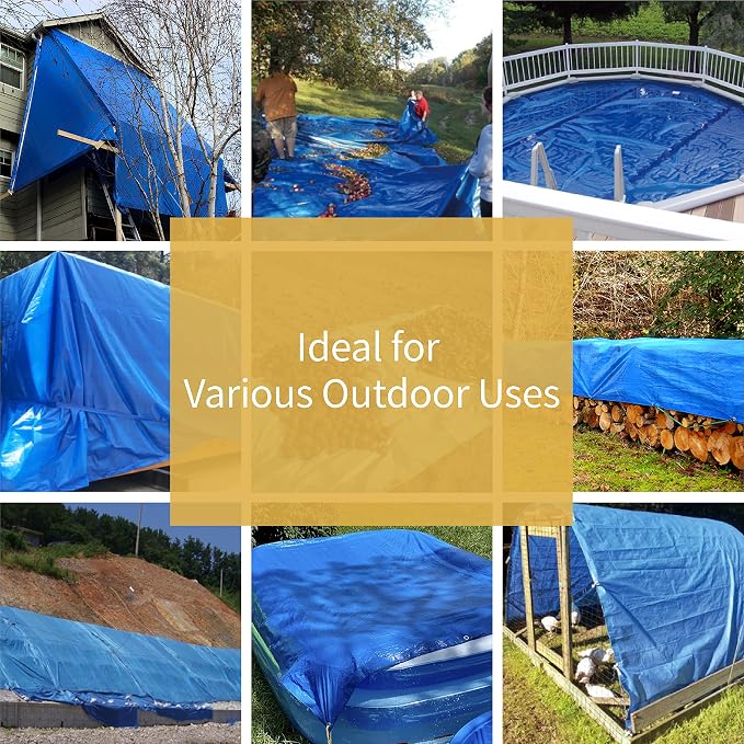 GUARD SHIELD Blue Tarp Waterproof 8x10 Feet Medium Duty All Purpose Poly Tarps - Image 6
