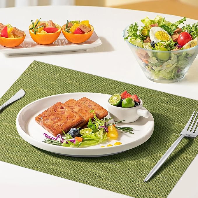 Woven Vinyl Placemats Set of 8 Wipe Clean PVC Heat Resistant Place Mats Durable - Image 6