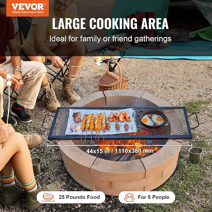 VEVOR X-Marks Fire Pit Grill Grate, Rectangle Cooking Grate, Heavy Duty Steel - Image 2