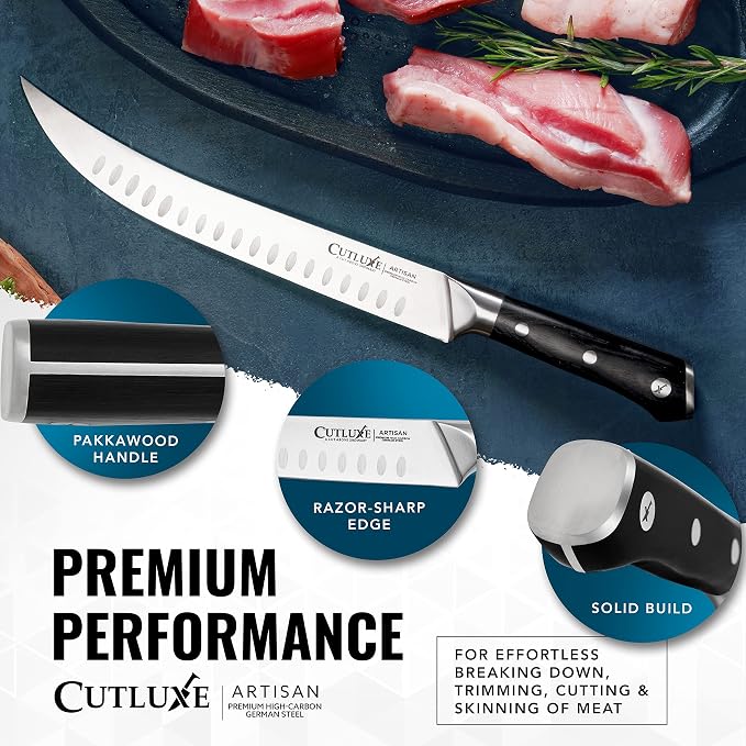 Cutluxe Butcher Knife – 10″ Cimeter Breaking Knife, Razor Sharp Forged High - Image 9