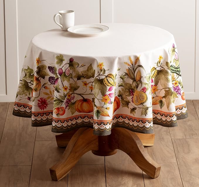 Maison d' Hermine Table Cloth Round Table 100% Cotton 63 Inches Fall Tablecloth - Image 9