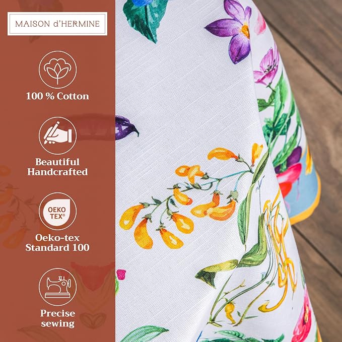 Maison d' Hermine Table Cloth Round Table 100% Cotton 63 Inches Tablecloth - Image 2