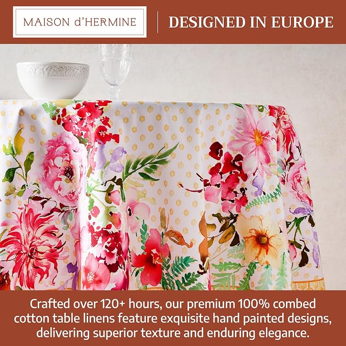 Maison d'Hermine Premium Table Cloth Round Table 100% Cotton 70 Inches - Image 3