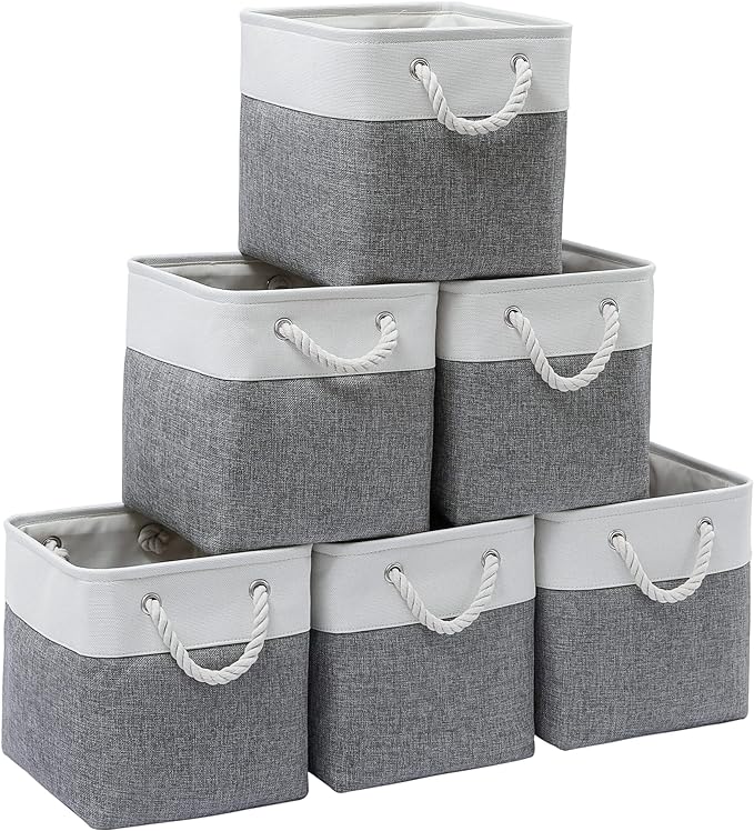 11 x 11 Inch Cube Storage Bins, 6 Pack Large Collapsible Fabric Storage Bin by Midmmvick