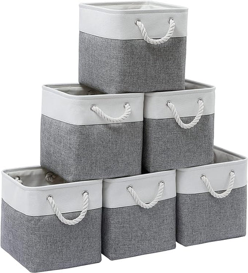 11 x 11 Inch Cube Storage Bins, 6 Pack Large Collapsible Fabric Storage Bin by Midmmvick