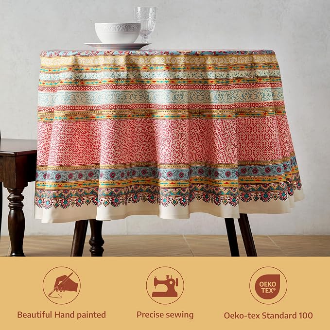 Maison d'Hermine Premium Table Cloth Round Table 100% Cotton 70 Inches - Image 2