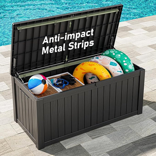 120 Gallon Outdoor Storage Box, Resin Deck Boxes Outdoor Waterproof - Image 2