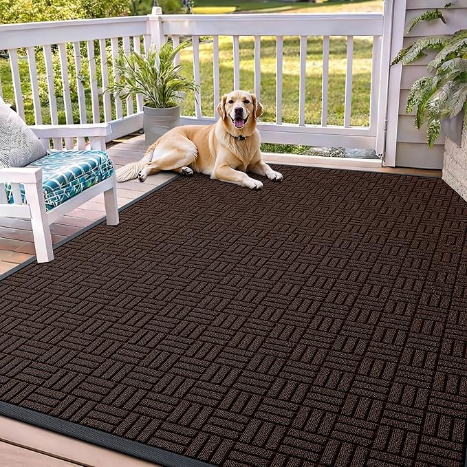 OLANLY Front Door Mat Outside Entrance 71x47, Heavy Duty Sturdy Natural Rubber by OLANLY