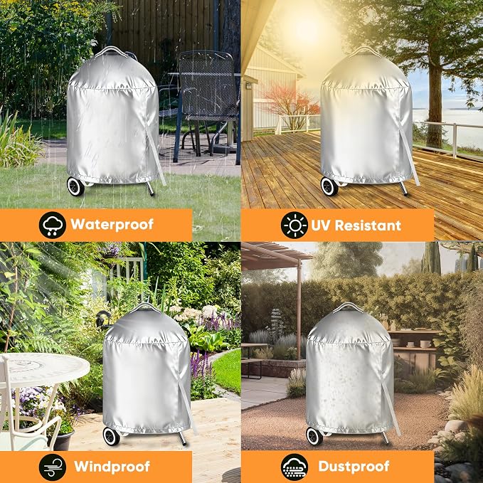 iCOVER Grill Cover for Weber 22 Inch Charcoal Kettle- Heavy Duty Waterproof BBQ - Image 7