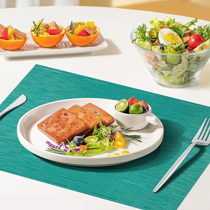 Woven Vinyl Placemats Set of 8 Wipe Clean PVC Heat Resistant Place Mats Durable - Image 5