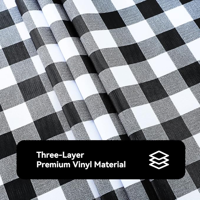 Romanstile Square Vinyl Tablecloth, 100% Waterproof Buffalo Gingham Plastic - Image 6