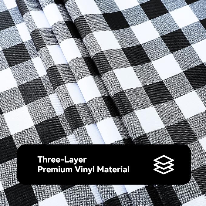 Romanstile Rectangle Vinyl Tablecloth, 100% Waterproof Buffalo Gingham Plastic - Image 6