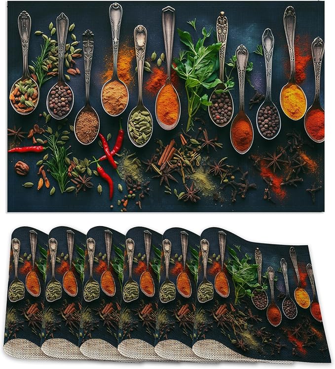 Various Herbs Placemats Set of 6, Spices by ZTHLL