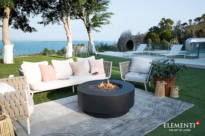 Elementi+ | Nimes Gas Fire Pit Cast Concrete 40" Dia. Round Fire Table - Image 9