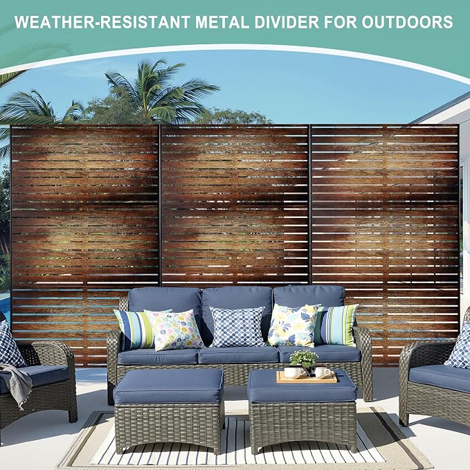 Metal Privacy Screen for Outdoor & Indoor Use, Free Standing Privacy Screen for - Image 5