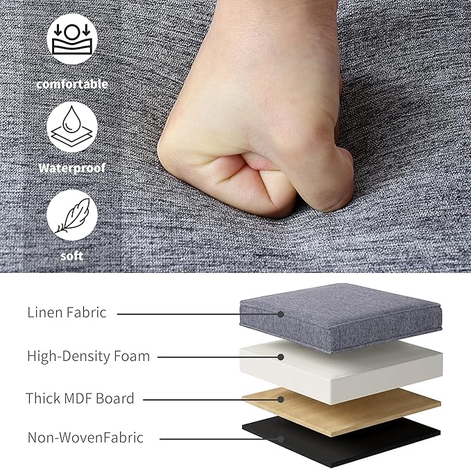 Adeco 17.5" Grey Square Storage Ottoman - Image 7