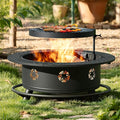 35 Inch Fire Pit with BBQ Grill, Wood Burning Fire Pits by SUNOUTLY